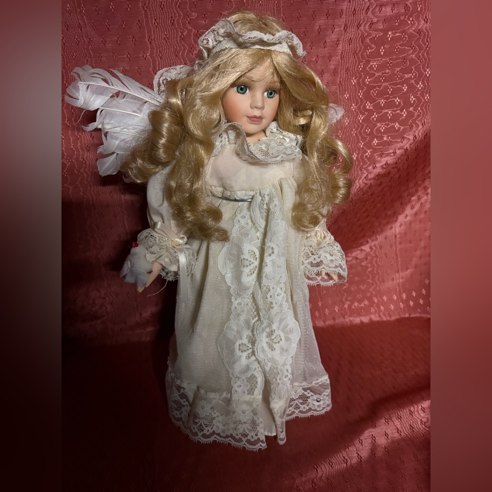 Elegant Cream Angel Doll with Golden Hair